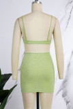 Gold Sexy Casual Solid Backless Spaghetti Strap Sleeveless Two Pieces