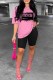 Pink Casual Print Letter O Neck Short Sleeve Two Pieces