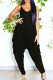 Black Sexy Casual Solid Backless Spaghetti Strap Regular Jumpsuits