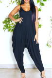 Blue Sexy Casual Solid Backless Spaghetti Strap Regular Jumpsuits