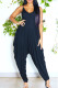 Blue Sexy Casual Solid Backless Spaghetti Strap Regular Jumpsuits