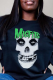 Black Casual Vintage Print Skull Patchwork Tops