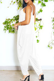 Blue Sexy Casual Solid Backless Spaghetti Strap Regular Jumpsuits