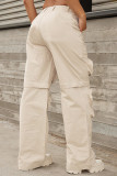 Pink Casual Solid Patchwork Straight Low Waist Conventional Solid Color Trousers