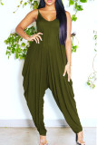 Blue Sexy Casual Solid Backless Spaghetti Strap Regular Jumpsuits