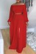 Red Casual Solid Patchwork Slit O Neck Long Sleeve Two Pieces