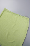 Gold Sexy Casual Solid Backless Spaghetti Strap Sleeveless Two Pieces