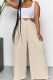 Khaki Casual Solid Backless Spaghetti Strap Regular Jumpsuits (Without Vest)