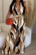 Brown Casual Print Patchwork V Neck Regular Jumpsuits