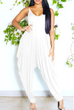 Blue Sexy Casual Solid Backless Spaghetti Strap Regular Jumpsuits