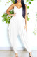 White Sexy Casual Solid Backless Spaghetti Strap Regular Jumpsuits