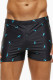 Black Sportswear Print Patchwork Swim Trunks