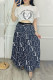 Blue Elegant Print Letter O Neck Short Sleeve Two Pieces