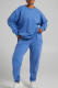 Blue Casual Solid Patchwork O Neck Long Sleeve Two Pieces