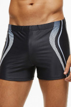 Black And White Sportswear Print Patchwork Swim Trunks