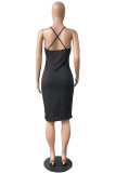 Red Sexy Casual Solid Backless Spaghetti Strap Sleeveless Dress Dresses