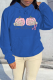 Royal Blue Street Party Print Draw String O Neck Tops