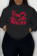 Black Street Vintage Print Draw String Letter Hooded Collar Tops