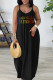 Black Yellow Sexy Casual Print Backless Spaghetti Strap Long Dress Dresses
