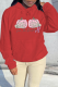 Red Street Party Print Draw String O Neck Tops