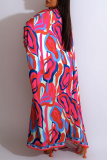 Pink Casual Print Patchwork Cardigan Collar Long Sleeve Two Pieces