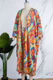 Pink Casual Print Patchwork Cardigan Collar Long Sleeve Two Pieces