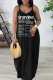 Letter Print Sexy Casual Print Backless Spaghetti Strap Long Dress Dresses