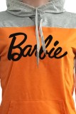 Pink Casual Street Print Patchwork Letter Hooded Collar Long Sleeve Two Pieces