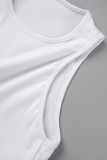 Coffee Casual Solid Basic O Neck Sleeveless Two Pieces