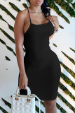 Red Sexy Casual Solid Backless Spaghetti Strap Sleeveless Dress Dresses
