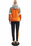 Pink Casual Street Print Patchwork Letter Hooded Collar Long Sleeve Two Pieces