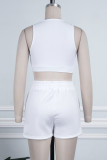 Coffee Casual Solid Basic O Neck Sleeveless Two Pieces