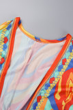 Pink Casual Print Patchwork Cardigan Collar Long Sleeve Two Pieces