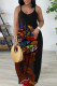 Black Brown Sexy Casual Print Backless Spaghetti Strap Long Dress Dresses