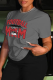 Dark Gray Casual Street Print O Neck T-Shirts
