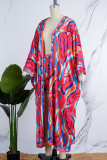 Pink Casual Print Patchwork Cardigan Collar Long Sleeve Two Pieces