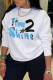 White Casual Daily Print Letter O Neck Tops