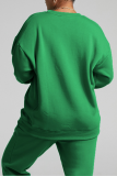 Light Green Casual Solid Patchwork O Neck Long Sleeve Two Pieces