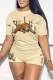 Apricot Street Print Animal Letter O Neck Short Sleeve Two Pieces