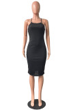 Red Sexy Casual Solid Backless Spaghetti Strap Sleeveless Dress Dresses
