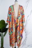 Pink Casual Print Patchwork Cardigan Collar Long Sleeve Two Pieces