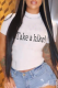 White Street Daily Print Patchwork Letter O Neck T-Shirts