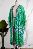 Pink Casual Print Patchwork Cardigan Collar Long Sleeve Two Pieces