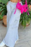 Pink Casual Solid Patchwork Regular High Waist Conventional Solid Color Trousers