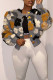 Grey Casual Print Patchwork Buckle Outerwear