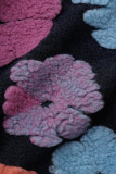 Grey Casual Print Patchwork Buckle Outerwear