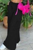 Pink Casual Solid Patchwork Regular High Waist Conventional Solid Color Trousers
