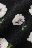 Grey Casual Print Patchwork Buckle Outerwear