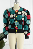 Grey Casual Print Patchwork Buckle Outerwear