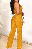 Red Sexy Casual Solid Backless V Neck Sleeveless Two Pieces